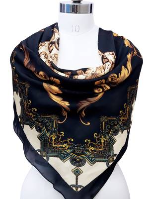 women's stylish square satin trendy digital printed fashion head neck scarf stole wrap hijab dupatta 1