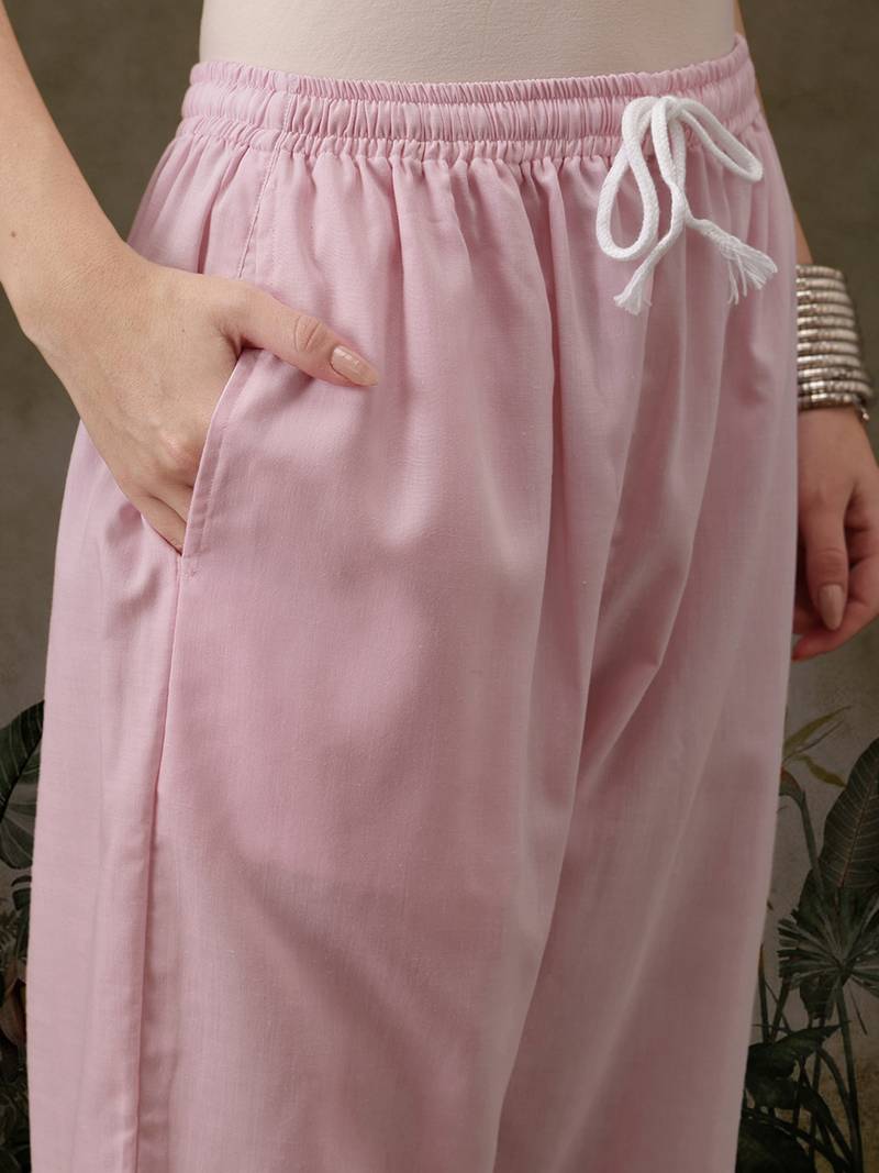 Hand Embroidered Pink Cotton Lucknowi Chikankari Co-Ord Set