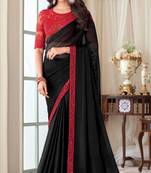 Black Silk Embellished Saree,Sari Comes With Embroidered Blouse