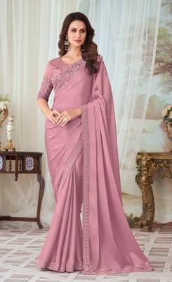 Pink Silk Embellished Saree,Sari Comes With Embroidered Blouse 1