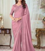 Pink Silk Embellished Saree,Sari Comes With Embroidered Blouse