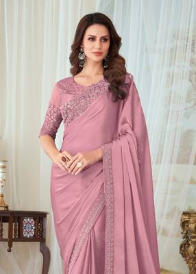 Pink Silk Embellished Saree,Sari Comes With Embroidered Blouse 2