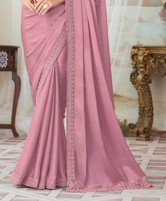 Pink Silk Embellished Saree,Sari Comes With Embroidered Blouse 3