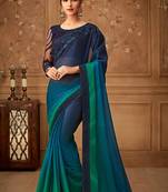 Blue Silk Chiffon Stylish Embellished Saree,Sari Comes With Embroidered Blouse