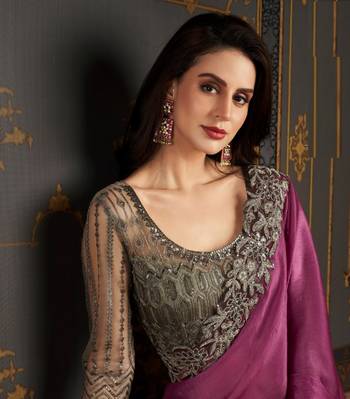 Pink Chiffon Stylish Embellished Saree,Sari Comes With Embroidered Blouse 3