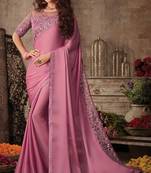Pink Silk Chiffon Stylish Embellished Saree,Sari Comes With Embroidered Blouse