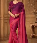 Pink Silk Chiffon Stylish Embellished Saree,Sari Comes With Embroidered Blouse