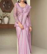 Pink Silk Beautiful Embellished Saree,Sari Comes With Embroidered Blouse
