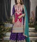 Rani Pink Chinon Embroidered Party Wear Salwar Kameez