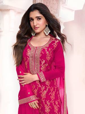  Rani Pink Chinon Sequins Designer Salwar Kameez 2