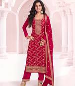Red Chinon Sequins Designer Salwar Kameez