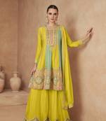 Lemon ChinonEmbroidered Designer Salwar Kameez