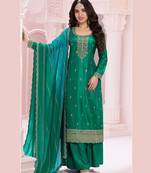 Green Silk Blend Georgettesalwar Kameez