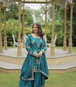 RAMA DESIGNER READYMADE KURTI-PLAZOO-DUPATTA WITH CHINNON PRINTED & SEQUINS EMBROIDERED WORK 