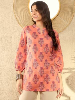 orange floral printed regular tunic 6