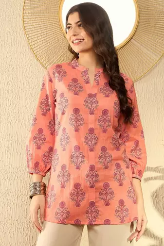 orange floral printed regular tunic