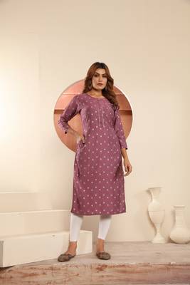 Pink viscosee muslin printed with pocket formal classy kurti 1
