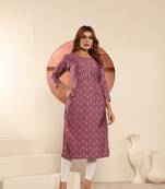 Pink viscose muslin designer printed with pocket formal classy kurti