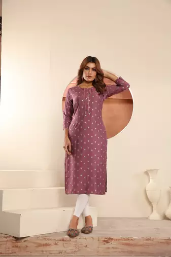 Pink viscosee muslin printed with pocket formal classy kurti