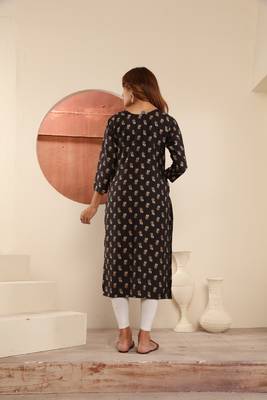 Black viscosee muslin printed with pocket formal classy kurti 2