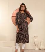 Black viscosee muslin printed with pocket formal classy kurti