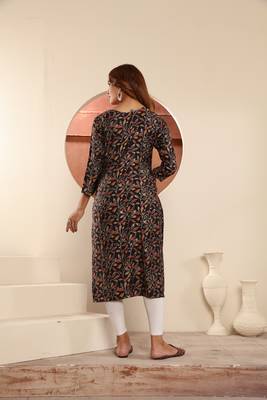 Black viscosee muslin printed with pocket formal classy kurti 2