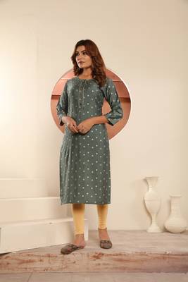 Green viscosee muslin printed with pocket formal classy kurti 4