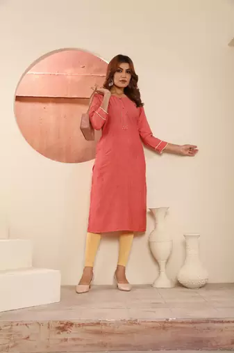 Red viscosee muslin printed with pocket formal classy kurti
