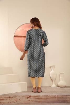 Blue viscosee muslin printed with pocket formal festive kurti 3