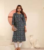 Blue viscose muslin designer printed with pocket girlie formal festive kurti