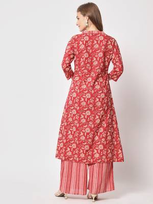 Red cotton fabric designer printed beautiful ceremonial dress 2