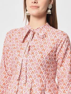Peach cotton fabric designer printed beautiful ceremonial dress 3