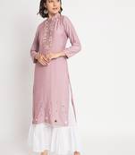 Purple viscose fabric designer embroidery work beautiful ceremonial dress