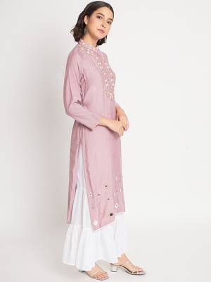 Purple viscose fabric designer embroidery work beautiful ceremonial dress 5