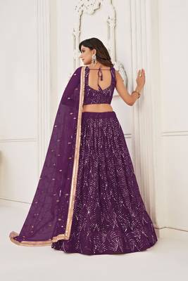 Wine Glamorous Heavy Embroidery Work Wedding Reception Wear Bridesmaid Lehenga 2