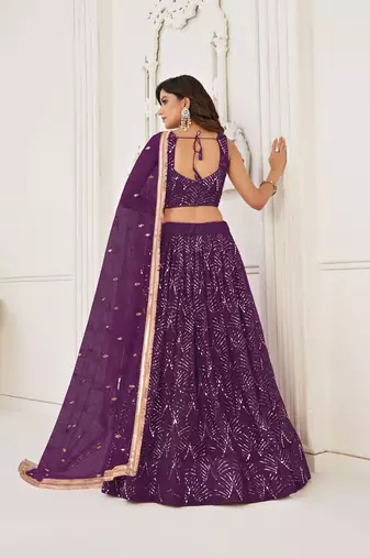 Wine Glamorous Heavy Embroidery Work Wedding Reception Wear Bridesmaid Lehenga