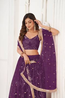Wine Glamorous Heavy Embroidery Work Wedding Reception Wear Bridesmaid Lehenga 3