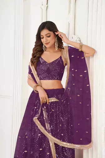 Wine Glamorous Heavy Embroidery Work Wedding Reception Wear Bridesmaid Lehenga