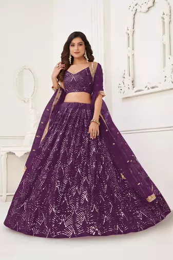 Wine Glamorous Heavy Embroidery Work Wedding Reception Wear Bridesmaid Lehenga