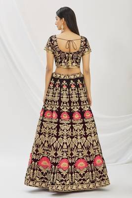 Purple Velvet Fabric Heavy Adorable Wedding Ceremony Lehenga Set 2