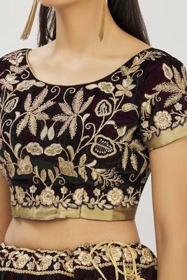 Purple Velvet Fabric Heavy Adorable Wedding Ceremony Lehenga Set 3