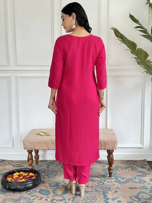 Viscose Fabric work Straight cut Kurta, Pant and Dupatta Set 2