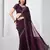 Wine crunchy chiffon c embroidery work ceremonial partywear saree