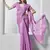 Purple shimmer chiffon c embroidery work ceremonial partywear saree