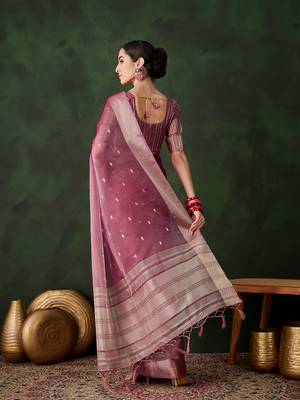 Magenta khadi organza ethnic woven saree festive looks 2
