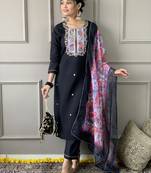Viscose work Straight cut Kurta, Pant and Dupatta Set