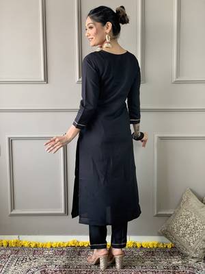 Viscose work Straight cut Kurta Pant and Dupatta Set 2