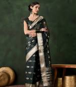 Green khadi organza wevon jacquard designer graceful traditional saree