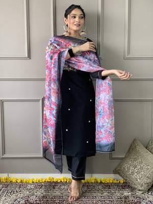 Viscose work Straight cut Kurta Pant and Dupatta Set 5
