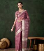 Wevon jacquard onion khadi organza festive saree